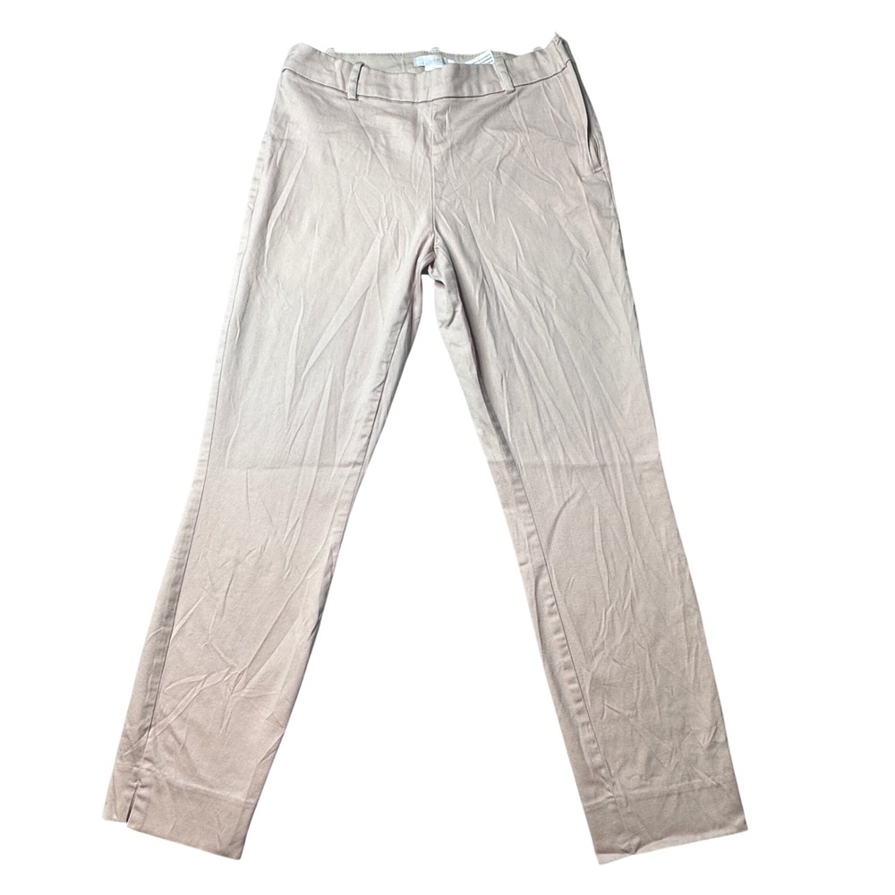 H&M Pants Womens 8 Beige Slim‎ Fit Ankle Side Zip Stretch Cotton 0573716 9
